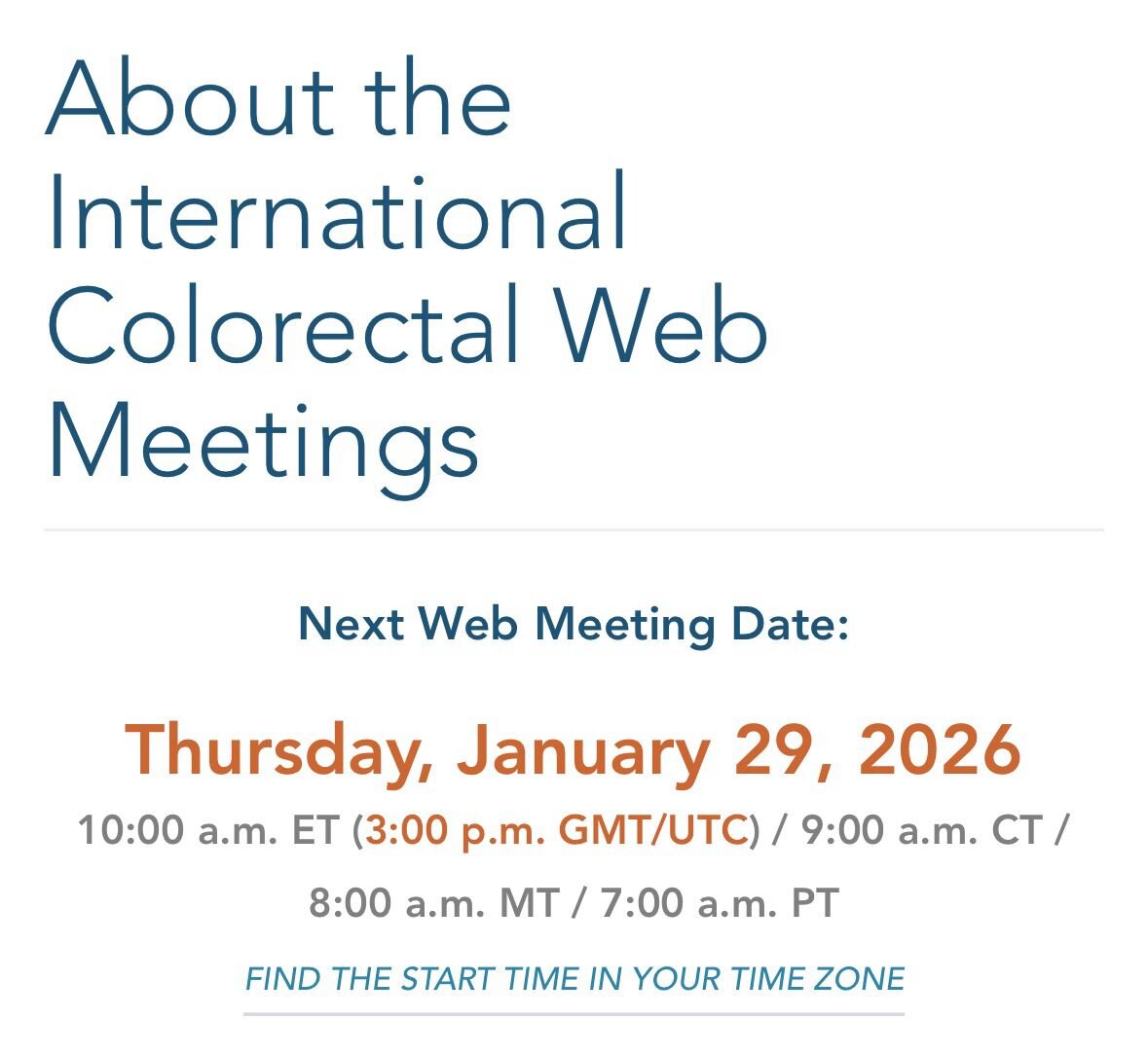 The monthly international colorectal web meeting by Colorado children’s hospital sponsored by The Henderen Project